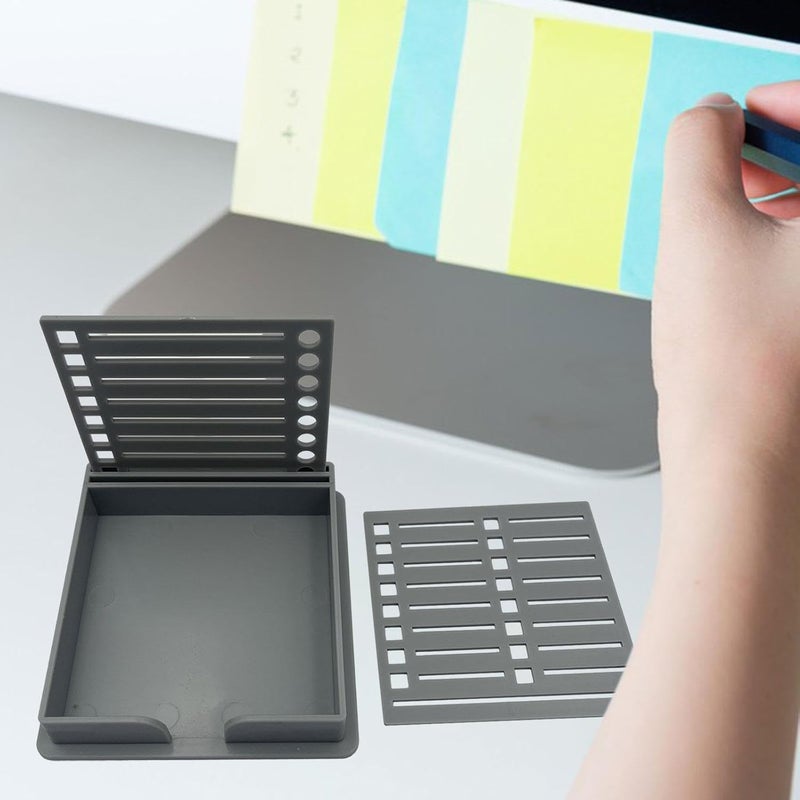 KiBcsLic Sticky Note Holder with Stencil, Sticky Note Dispenser, Note Pad Holder Note Template Organizer for Classroom, Home, Office, Grey - Image 2